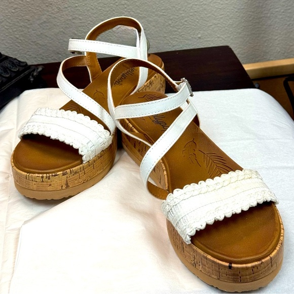 Jellypop White and Brown Strappy Sandals with Platform size 10M - Picture 1 of 9